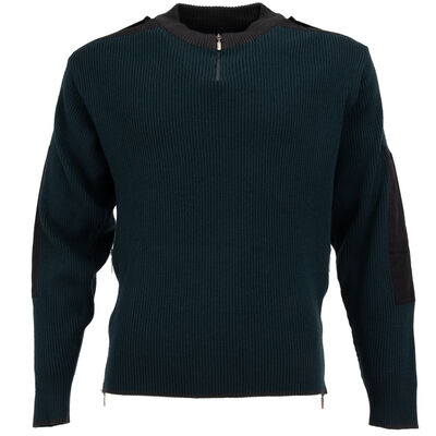 Dutch Commando Wool Sweater Emerald Blue 1/4 Zip w/ Side Zippers | #2 Condition